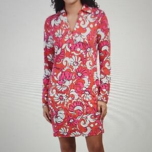 Trina Turk Kamryn Floral Scroll Polo Mini  Dress Size L